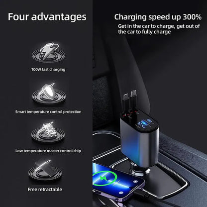 4 IN 1 Retractable Car Phone Charger